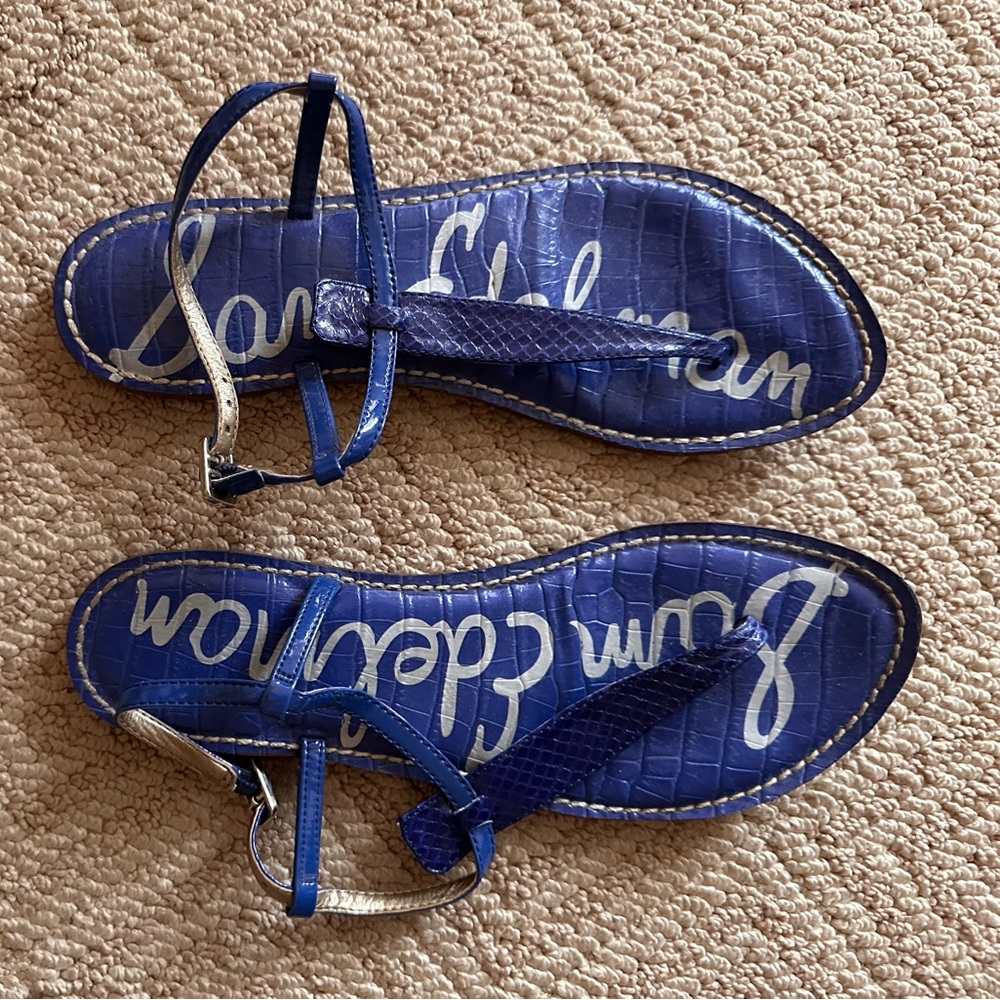 Sam Edelman Gigi majorelle blue patent vegan leather size 8.5 lovingly worn
